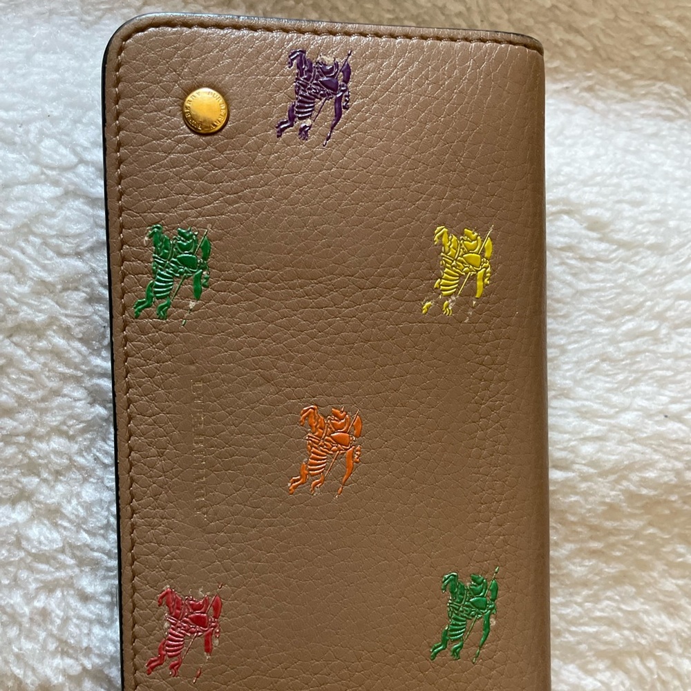 Authentic Burberry brown leather wallet gold tone hardware 🤗